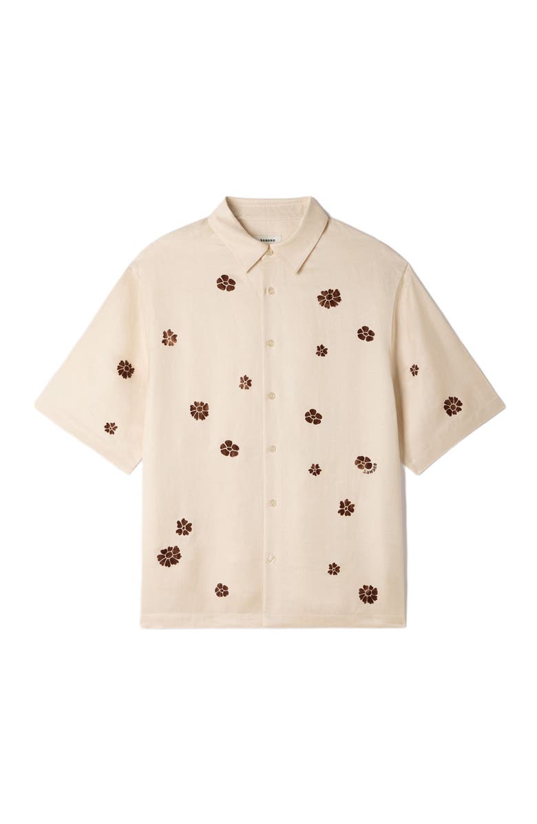 SANDRO Loose-fit floral shirt, Alternate, color, Ecru