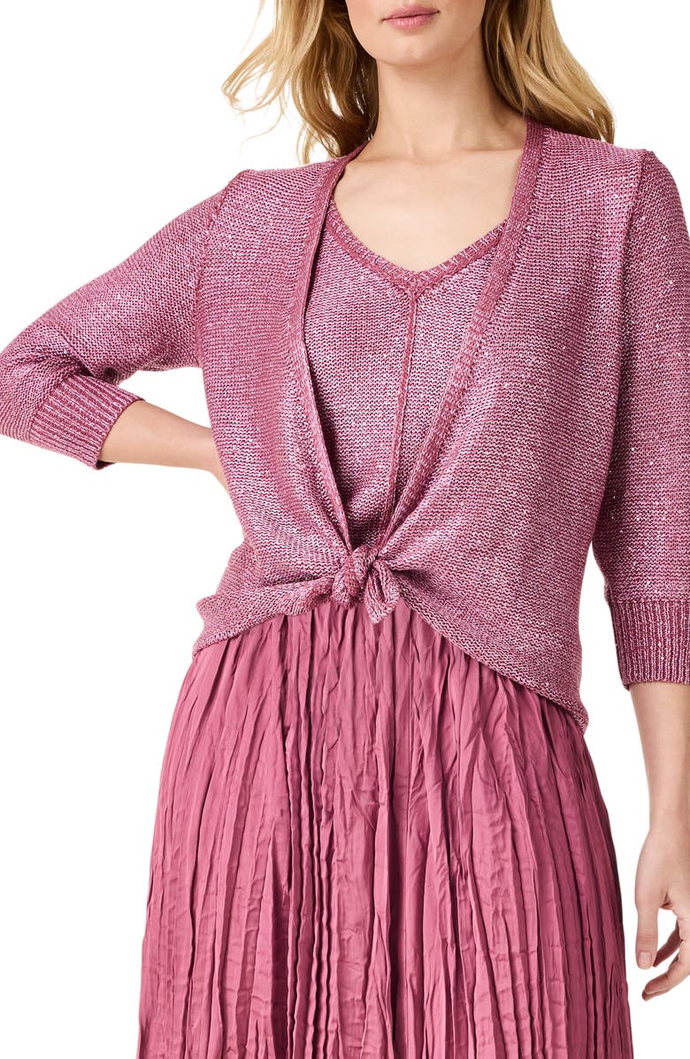 NIC+ZOE Subtle Sparkle 4-Way Cotton Blend Cardigan, Alternate, color, Terra