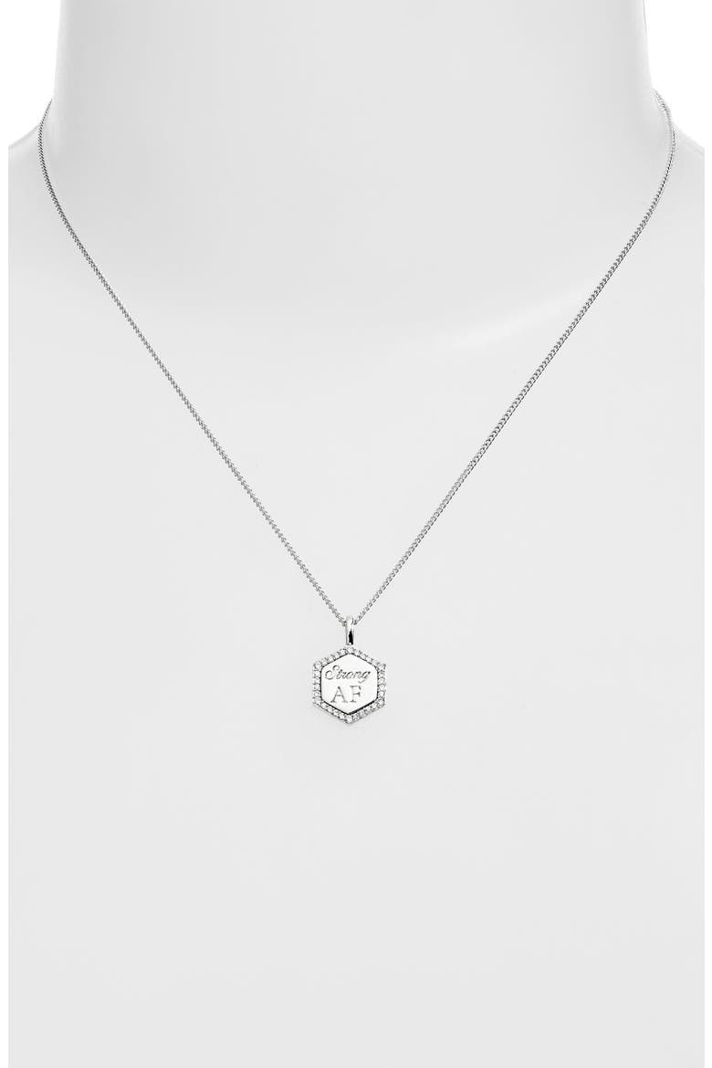 Strong AF Cubic Zirconia Pendant Necklace, Alternate, color, SILVER