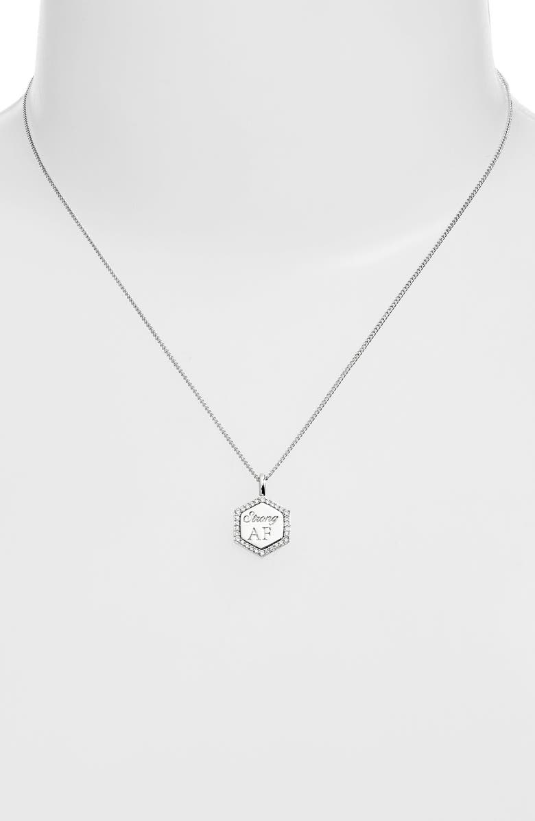 AJOA Strong AF Cubic Zirconia Pendant Necklace, Alternate, color, 