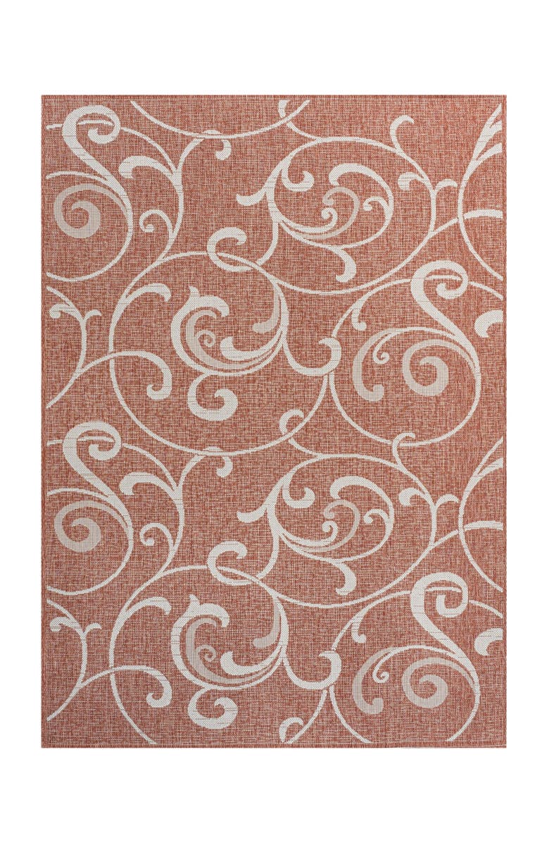JONATHAN Y Maribel Traditional Classic All-Over Scroll Indoor/Outdoor Area Rug, Main, color, Salmon/Cream