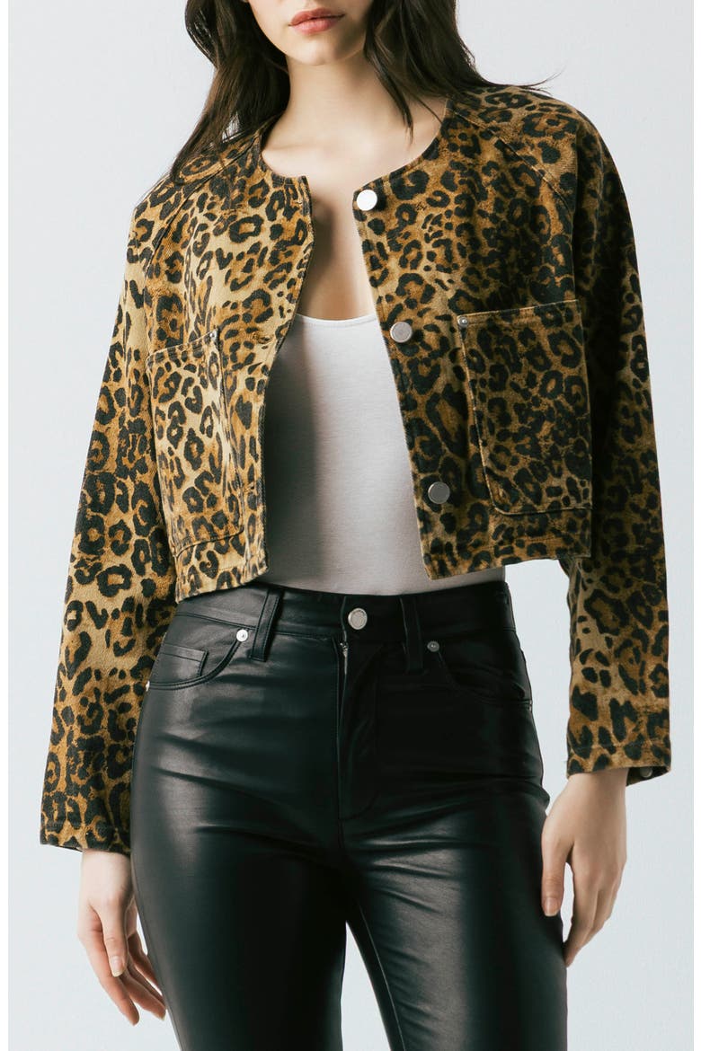Crop Leopard Print Denim Jacket, Main, color, HEAR ME ROAR