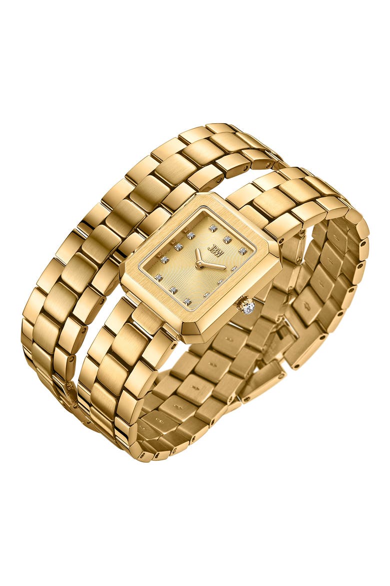 Arc Lab-Created Diamond Double Wrap Bracelet Watch, 23mm, Alternate, color, 18K GOLD