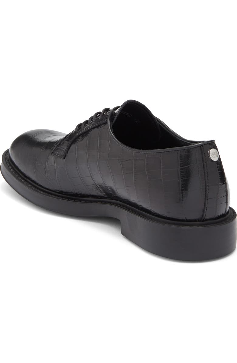 Roberto Cavalli Croc Embossed Plain Toe Derby, Alternate, color, Black Print Cocco