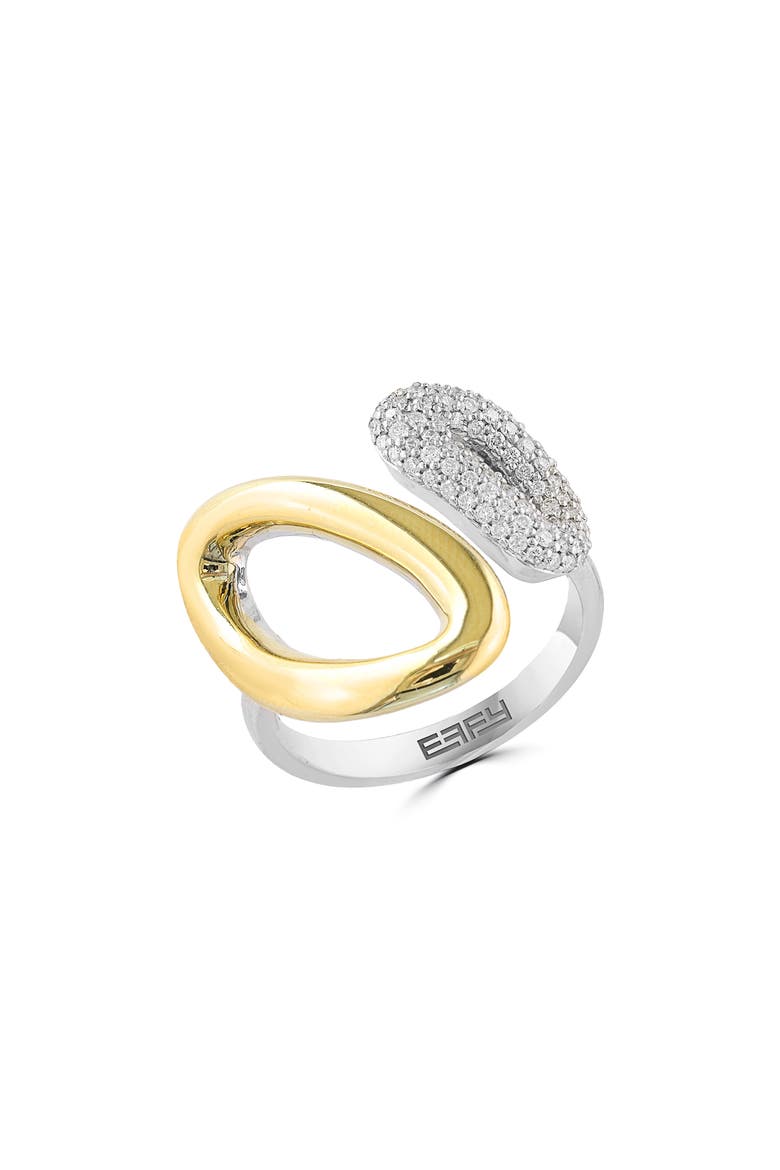 Two-Tone Pavé Diamond Bypass Ring, Main, color, GOLD