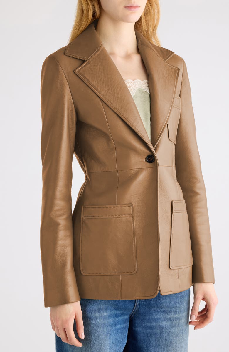 Chloé Tailored Leather Jacket, Alternate, color, Ochre Delight