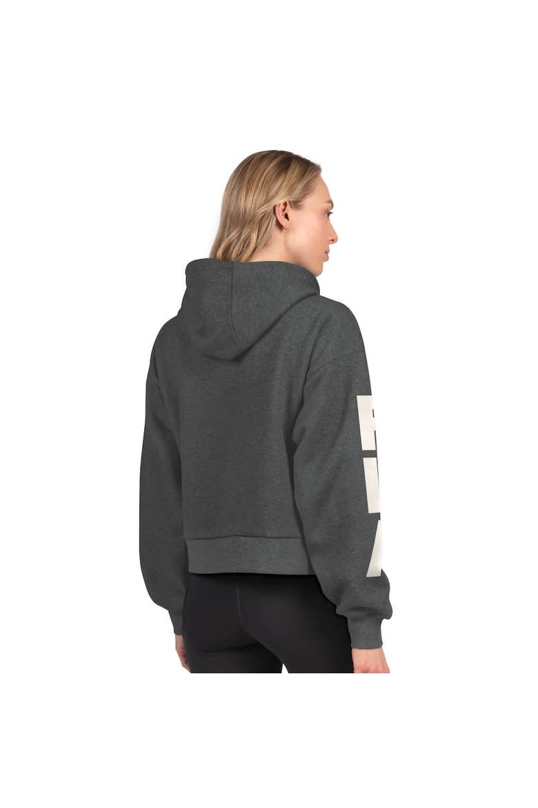 Women's Starter  Heather Charcoal Florida Panthers Star Player Cropped Fleece Hoodie, Alternate, color, Heather Charcoal