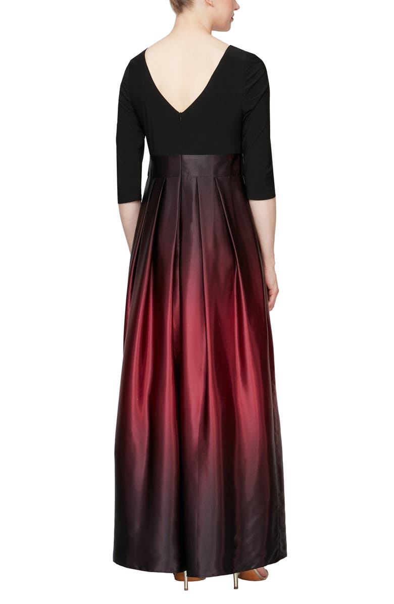 SL FASHIONS Tie Waist Ombrè Skirt Gown, Alternate, color, Fig