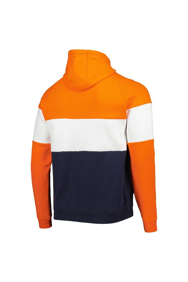 Men's New Era Navy/Orange Chicago Bears Colorblock Throwback Pullover Hoodie, Alternate, color, Navy