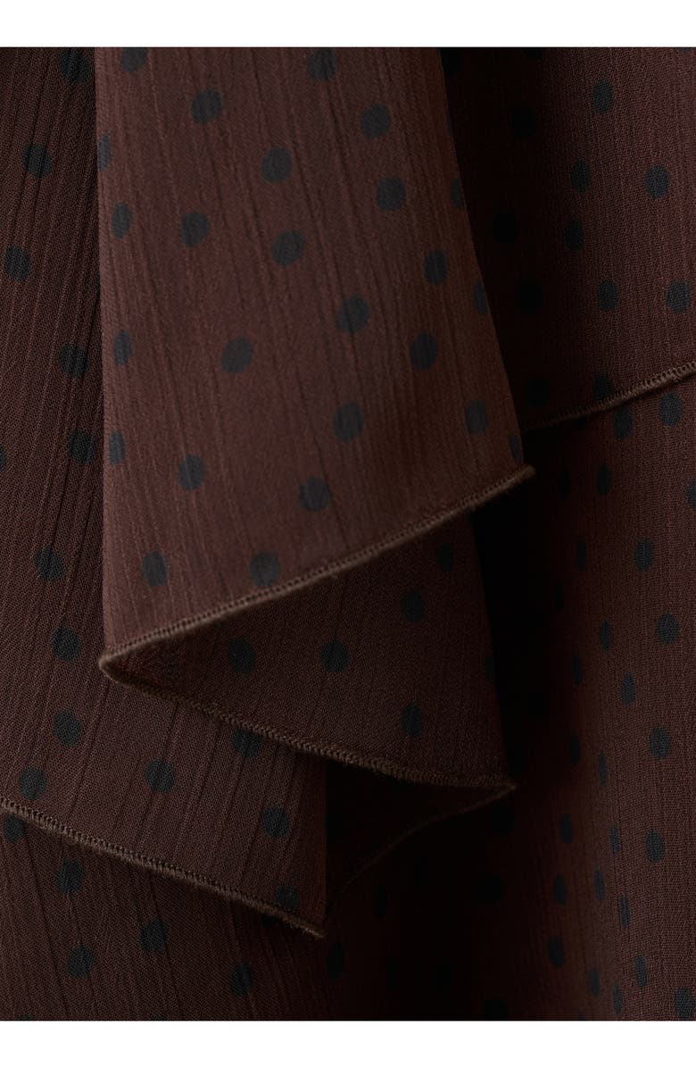 MANGO Dot Ruffle Long Sleeve Minidress, Alternate, color, Brown