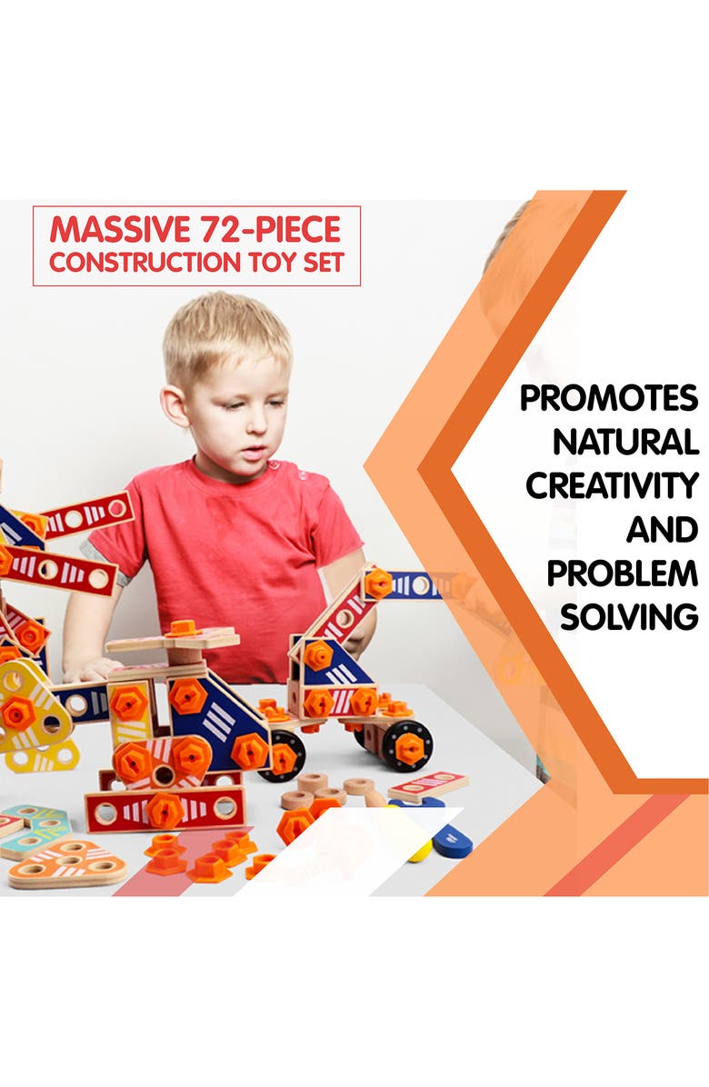 Leo & Friends Builder Set, 72-Piece Toddler Play Kit for Boys and Girls, Alternate, color, Orange