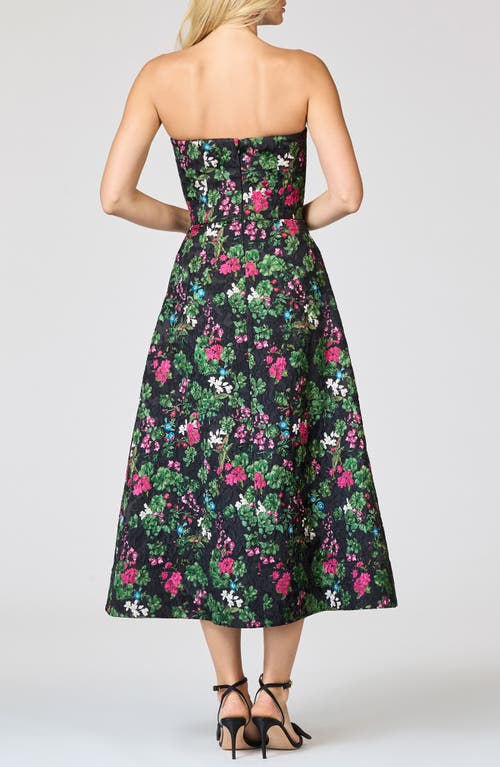Sachin & Babi Cloque Strapless Floral Print Dress In Multi