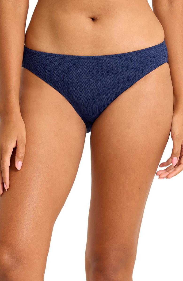 Tommy Bahama Beachy Waves Hipster Bikini Bottoms, Main, color, Mare Navy