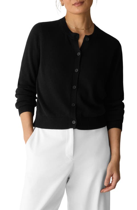 Crewneck Organic Cotton Blend Cardigan