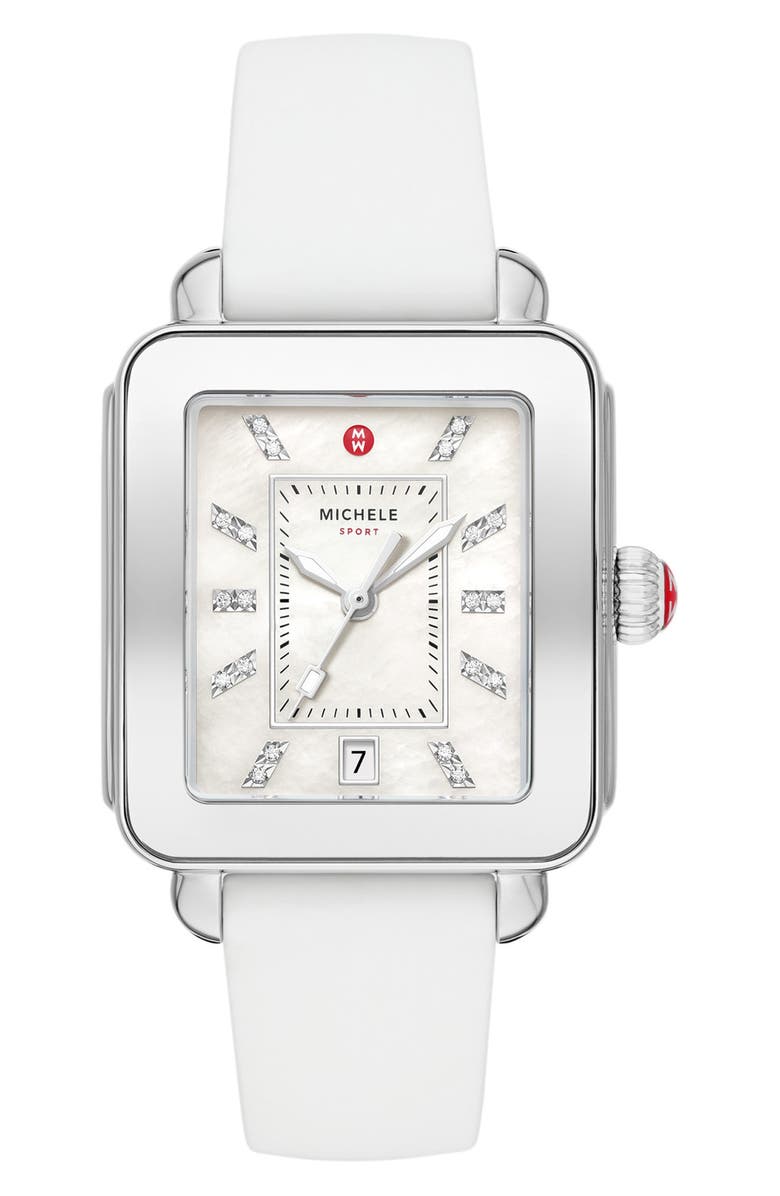 MICHELE Deco Sport Watch Head & Silicone Strap, 18mm, Main, color, 