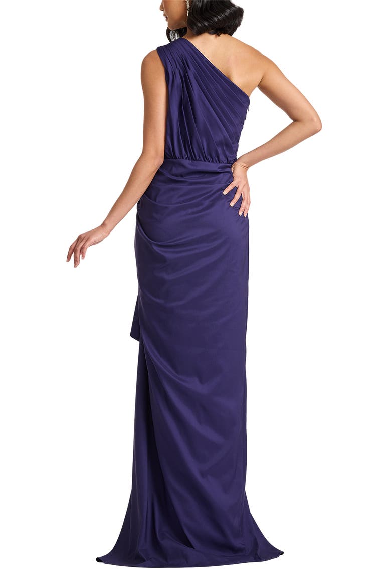 One-Shoulder Side Ruffle Gown, Alternate, color, HORIZON