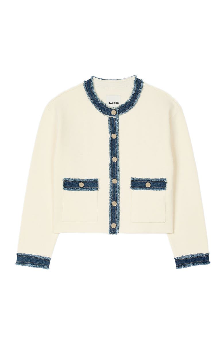 SANDRO Cardigan with denim details, Alternate, color,