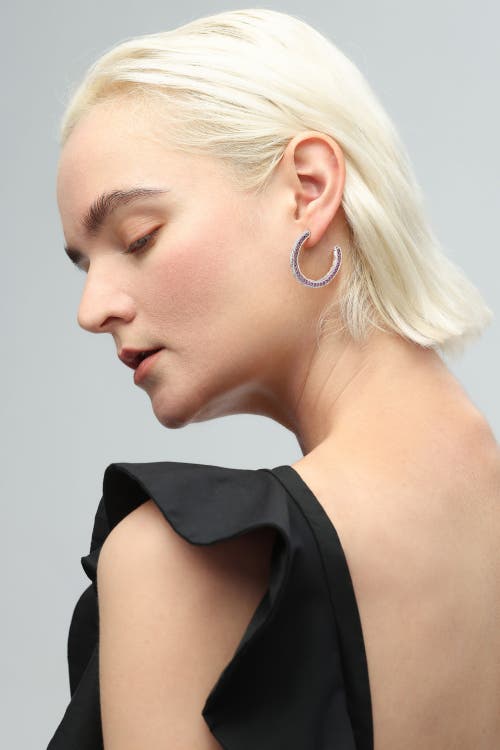 Classicharms Cubic Zirconia Molten C Hoop Earrings In Silver