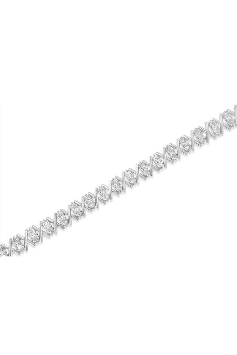 Silver 1.0 Ctw Diamond Miracle-Set X-Link Tennis Bracelet, Alternate, color, White