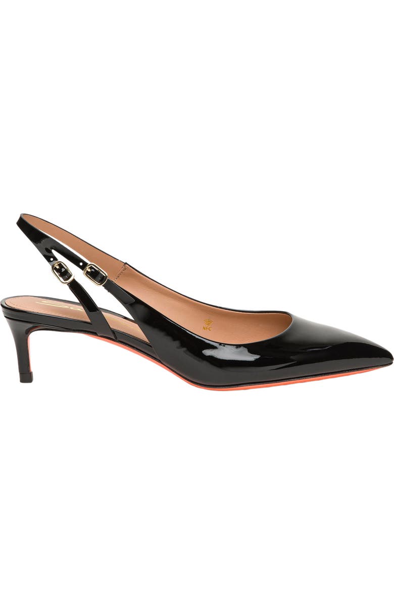 Santoni Women
s patent leather mid-heel slingback, Main, color, Black