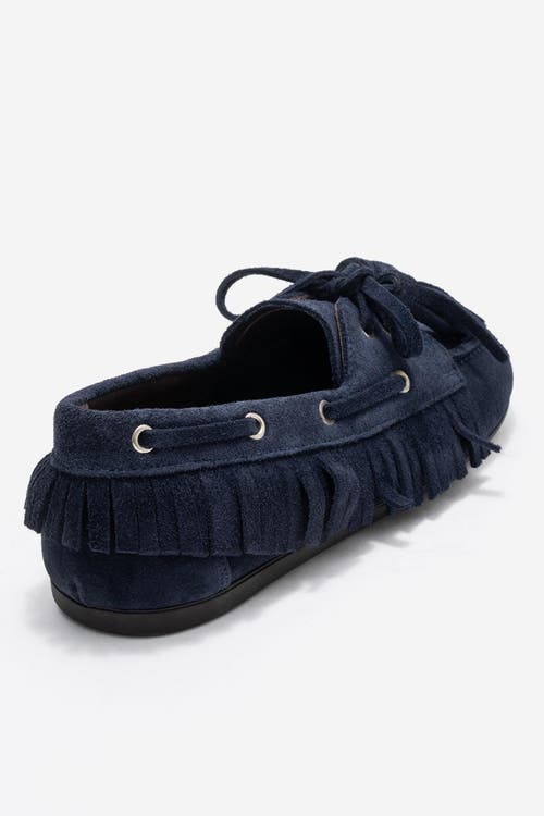 Forever & Always Shoes Fenora Leather Tassel Loafer In Blue