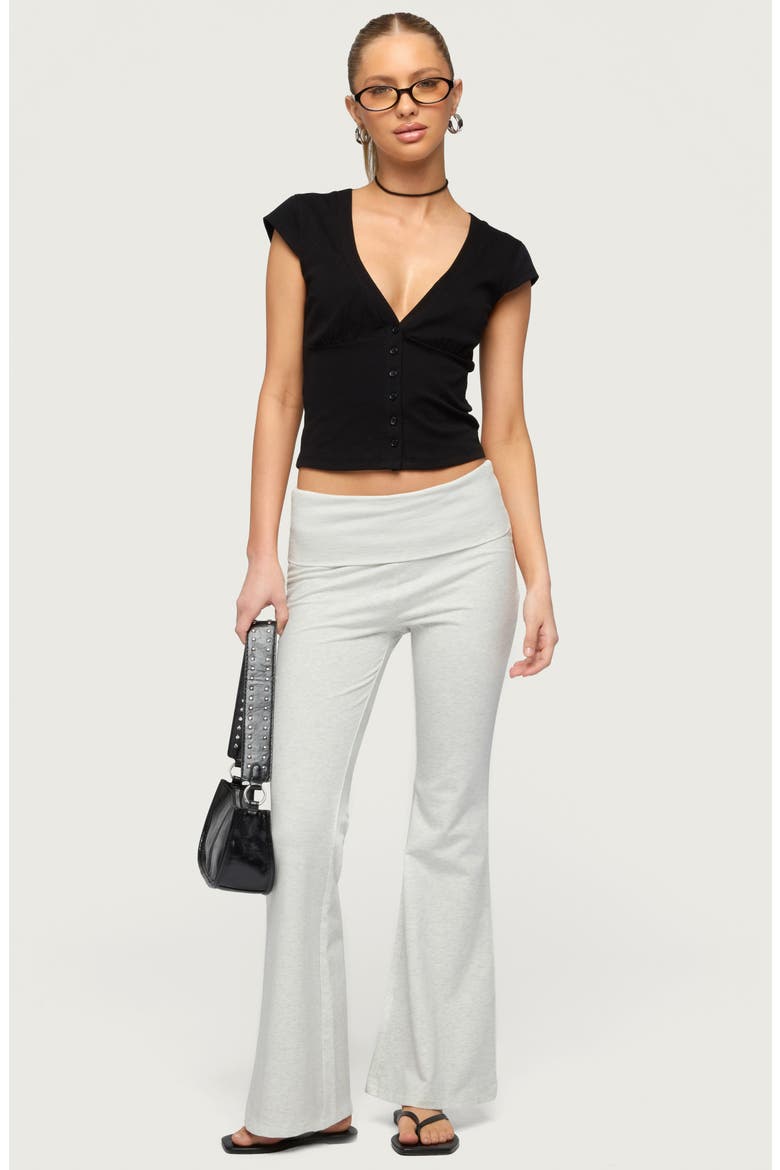 Naomi Foldover Flare Pants, Alternate, color, GRAY-MELANGE