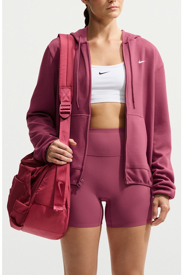 Studio Dri-FIT Fleece Full Zip Hoodie, Main, color, PINK SMOKE/ WHITE