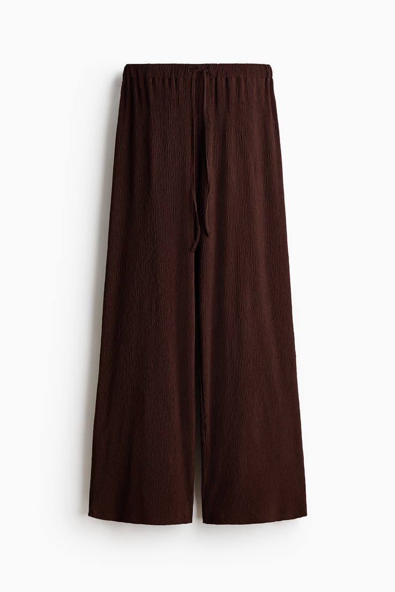 Crinkled Drawstring Pants, Alternate, color, Dark brown