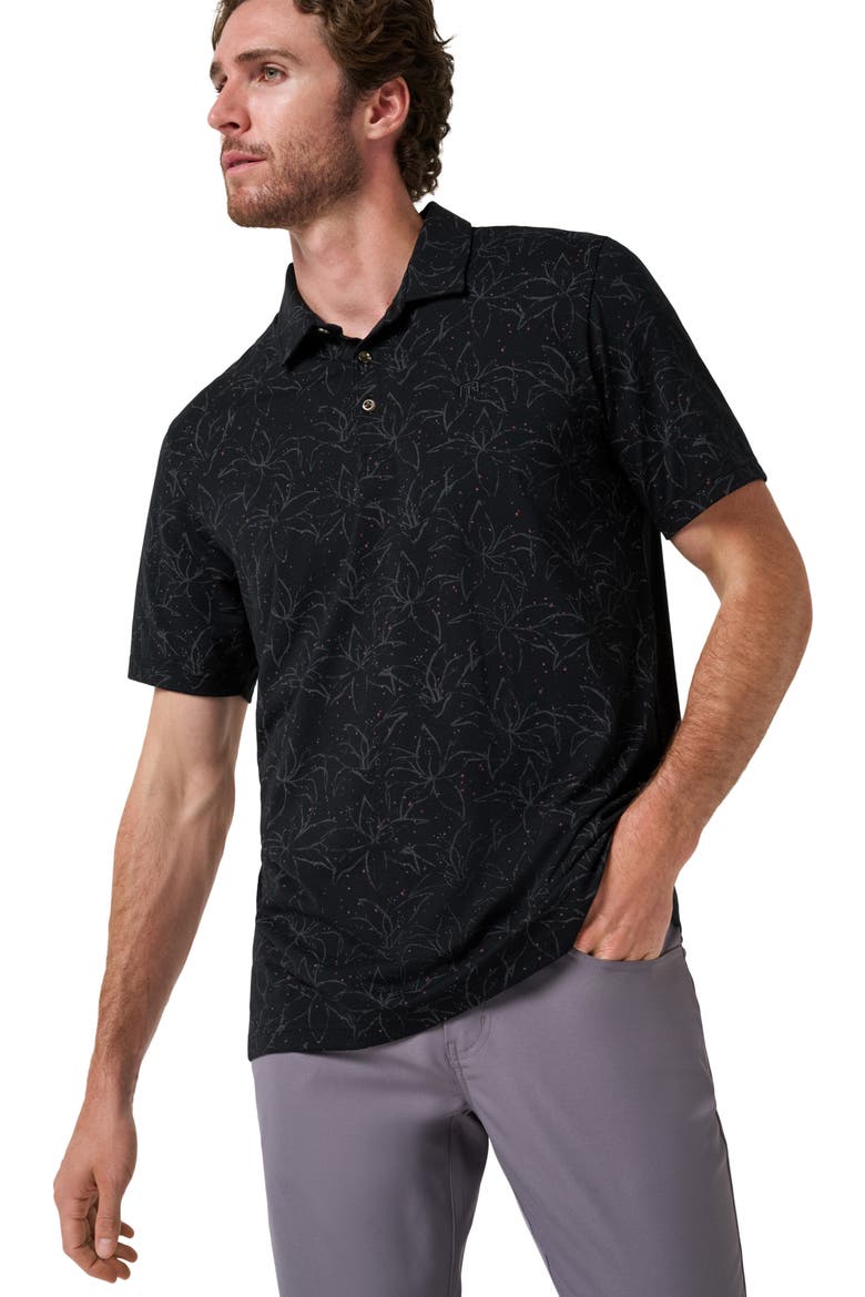 Laguna Floral Performance Polo, Alternate, color, BLACK