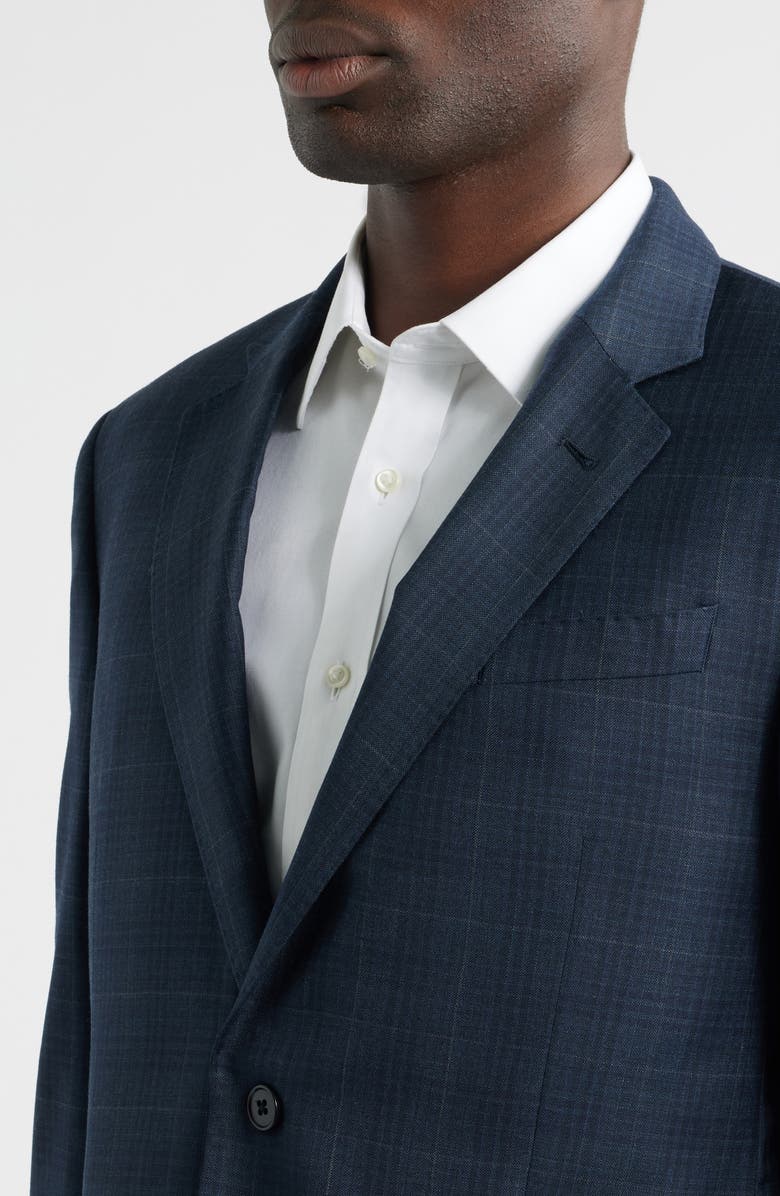 Emporio Armani G-Line Dark Teal Plaid Wool Suit, Alternate, color, Teal