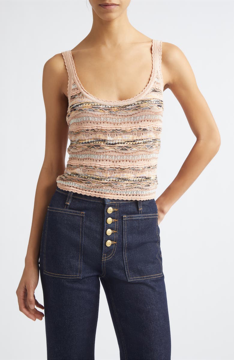 Ulla Johnson Clotide Multi Stitch Pointelle Tank, Main, color, Hibiscus