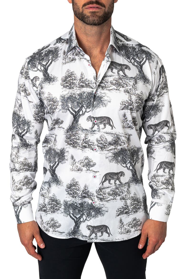 Fibonacci Regular Fit Kingdom White Button-Up Shirt, Main, color, WHITE