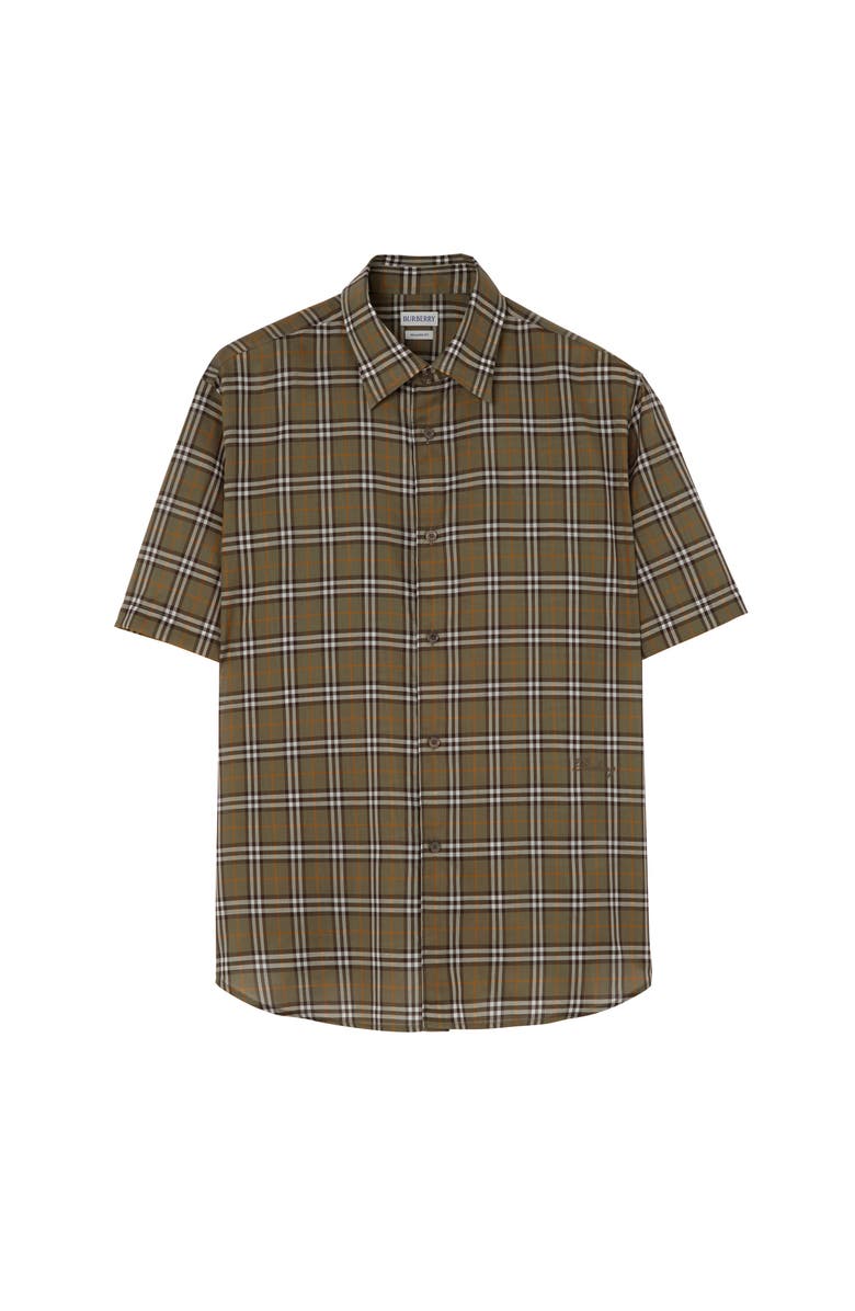 Burberry Relaxed Fit Check Cotton Shirt, Main, color, Finch Brown