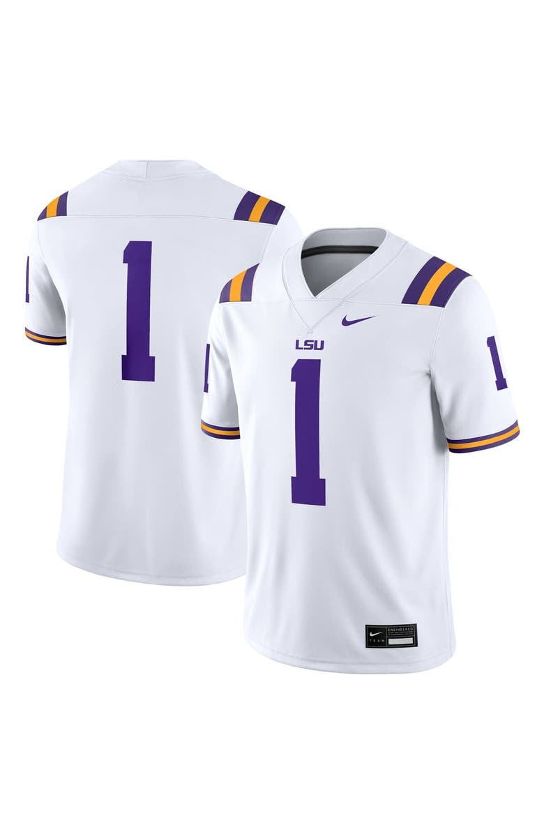 Nike Men's Nike #1 White LSU Tigers Game Jersey, Alternate, color, White