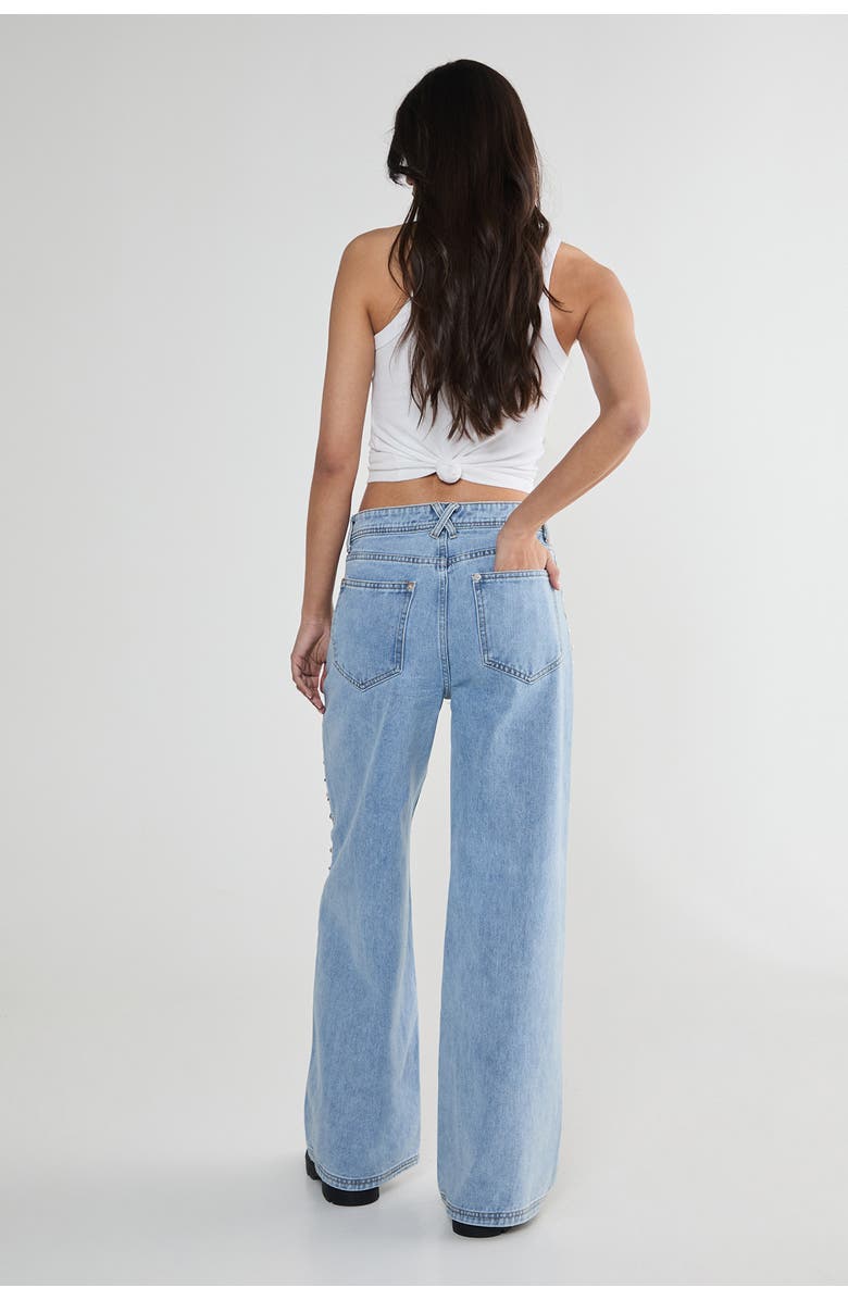 NASTY GAL Studded Straight Leg Denim Jeans, Alternate, color, Vintage Wash