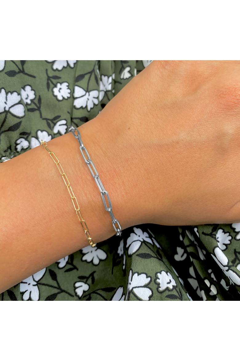 Large Paperclip Bracelet, Alternate, color, White Gold
