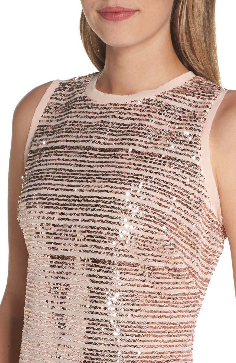 Vince Camuto Sequin Mesh Sheath Dress, Alternate, color,