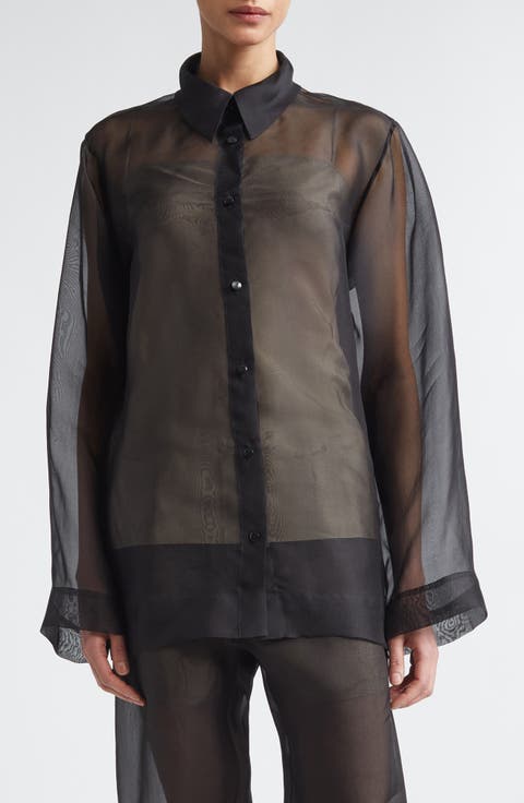 Lisse Classic Silk Organza Button-Up Shirt
