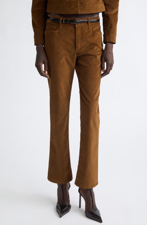 Stretch Cotton Velvet Skinny Flare Pants