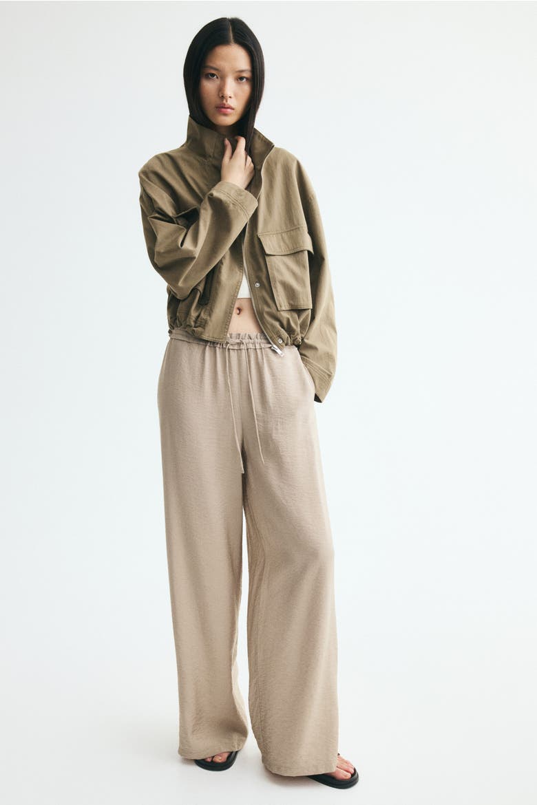Viscose-blend Drawstring Pants, Main, color, Beige