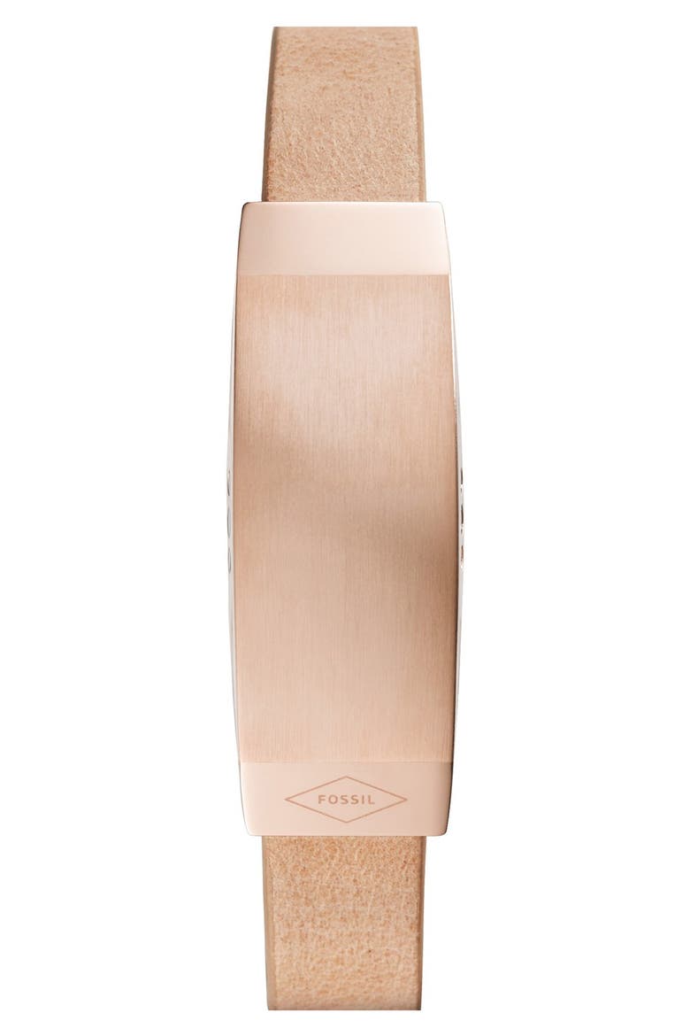 Fossil 'Fossil Q - Dreamer' Leather Strap Smart Bracelet, 18mm, Main, color, SAND