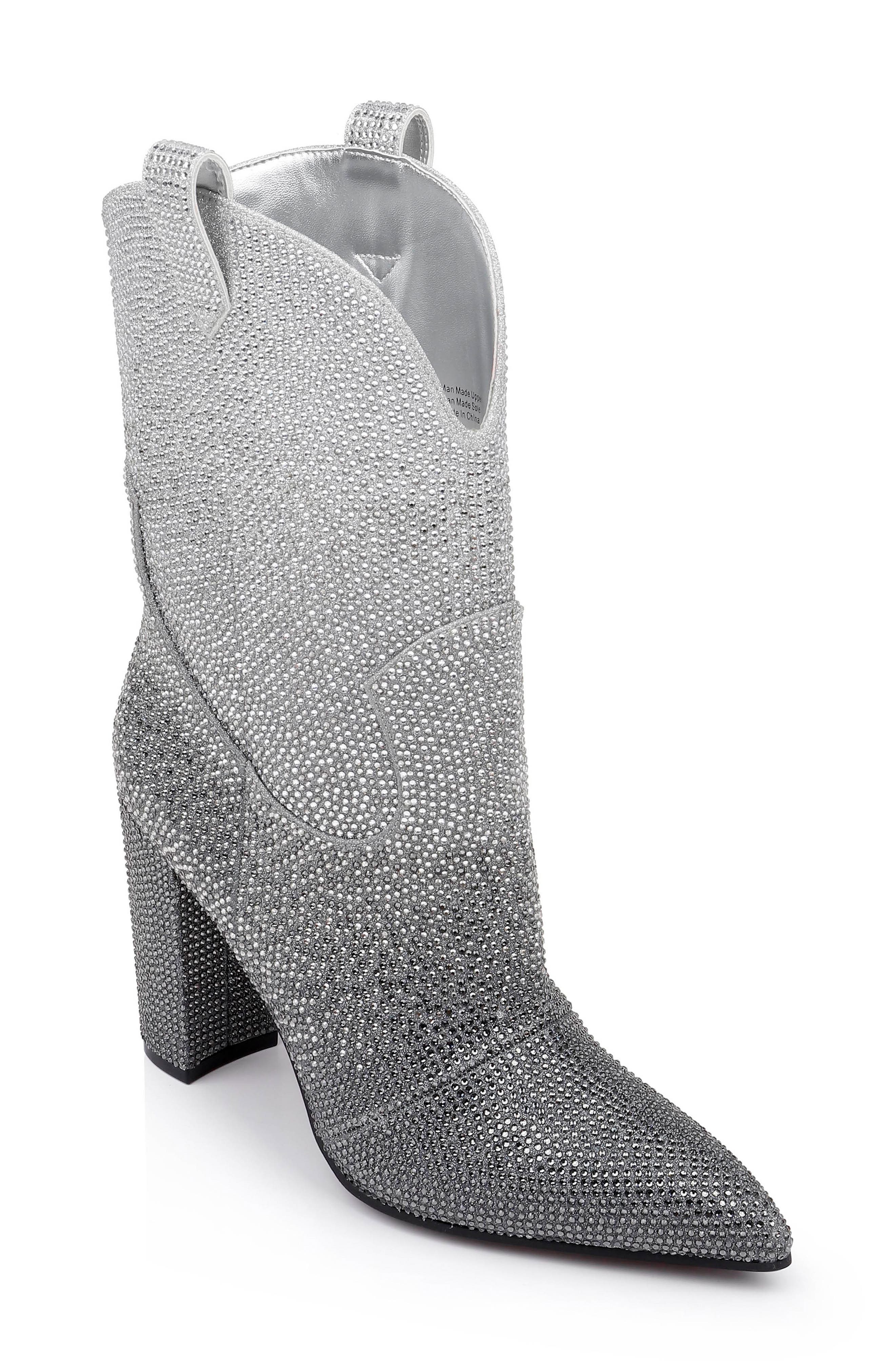 Glitter Ombré Western Boot, Main, color, SILVER