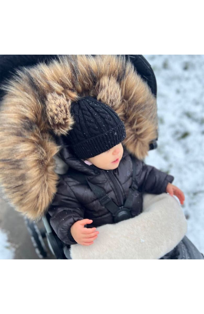 Cover Baby LLC Premium Wool Adjustable Footmuff, Alternate, color, Beige Wool In Pastel Black