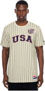 New Era Men's New Era Cream USA Baseball Throwback Meshback Pinstripe T-Shirt
