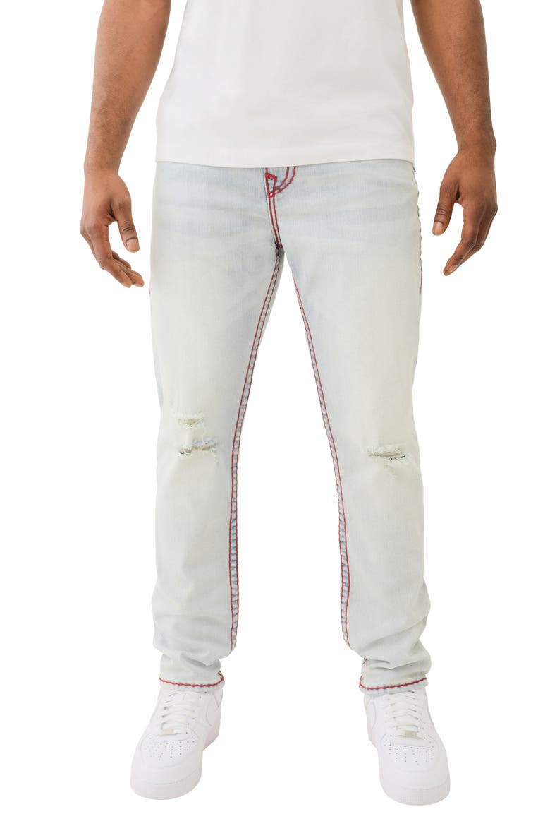 Rocco Super T Flap Ripped Skinny Jeans, Main, color, BLUE MARINER WASH WITH RIPS