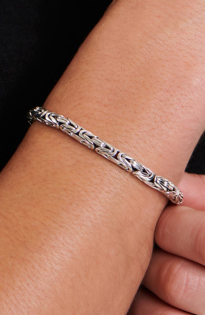 DEVATA Gender Inclusive Sterling Silver Borobudur Round 5mm Chain Bracelet, Alternate, color, 