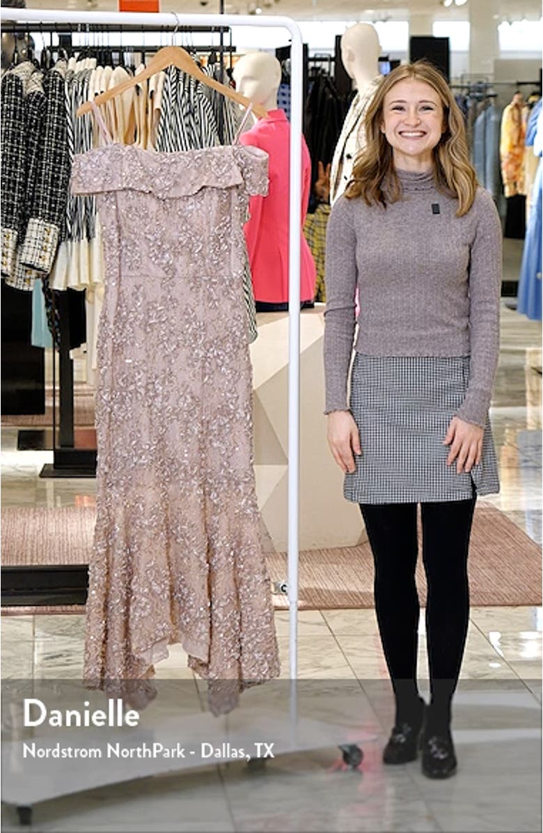 Embroidered Off the Shoulder Midi Cocktail Dress, sales video thumbnail