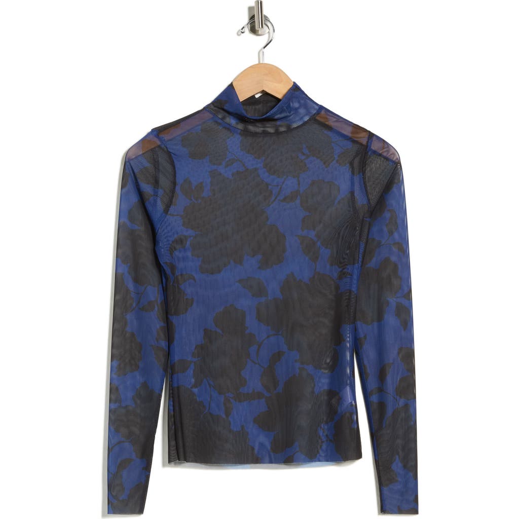 Afrm Los Angeles Zoe Mock Neck Mesh Top In Multi