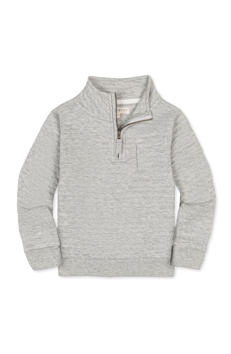 Hope & Henry Kids' Long Sleeve Quilted Half Zip Pullover with Pocket, Main, color, Quilted Light Gray Heather