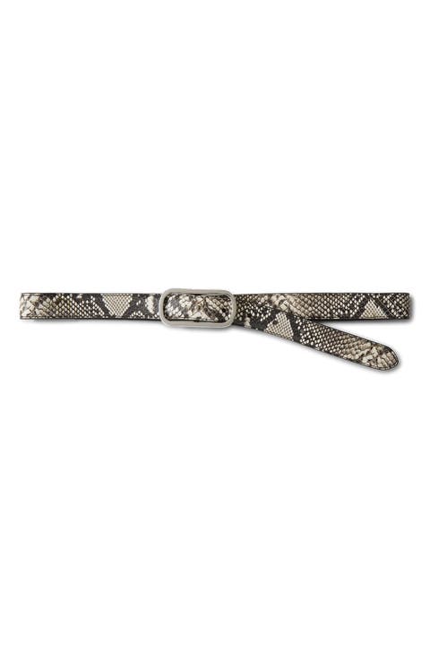 Snake Embossed Leather Loop Belt